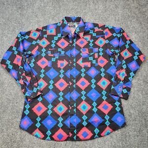 Vintage Panhandle‎ Slim Shirt Mens Extra Large Western Pearl Snap Aztec 90s USA